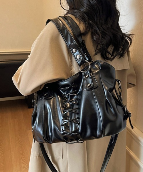 LACーVERT ショルダーバッグ バッグ レースアップフェイクレザー2WAY