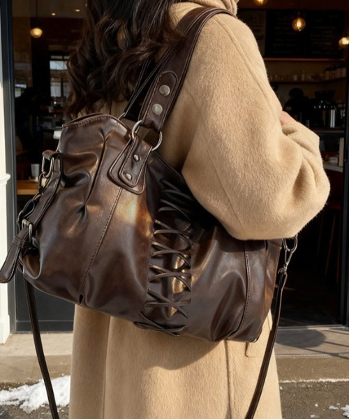 LACーVERT ショルダーバッグ バッグ レースアップフェイクレザー2WAY
