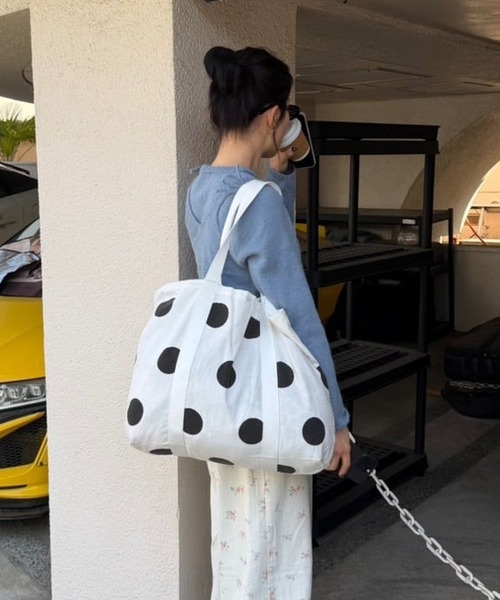 lanan（ラナン） トートバッグ 水玉大容量デニムトートバッグ