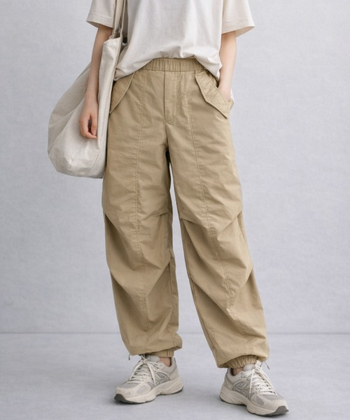 itto ワイドパンツ カーゴパンツ 水を弾く撥水加工「UVカット＆接触