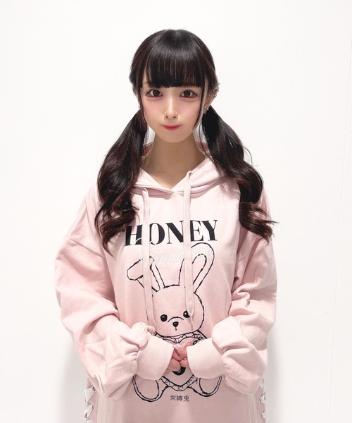 「Honey Cinnamon」 プルオーバーパーカー FREE ブラック レディース_画像9