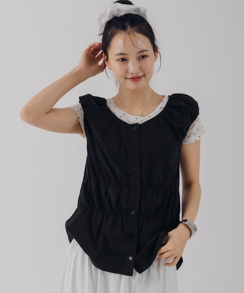 MUHET（ミュエータ） puff sleeve docking peplum top / パフスリーブ