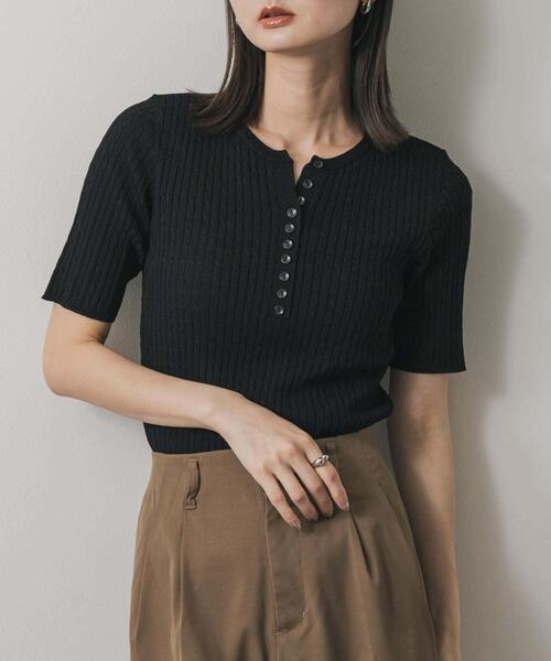 「SENSE OF PLACE by URBAN RESEARCH」 半袖ニット ONE グレー レディース_画像7