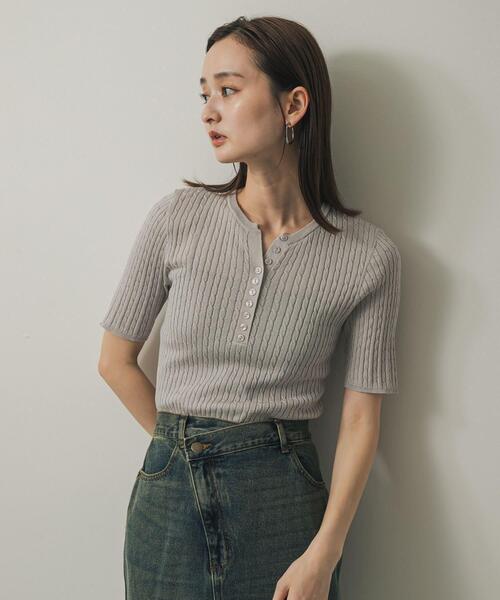 「SENSE OF PLACE by URBAN RESEARCH」 半袖ニット ONE グレー レディース_画像8