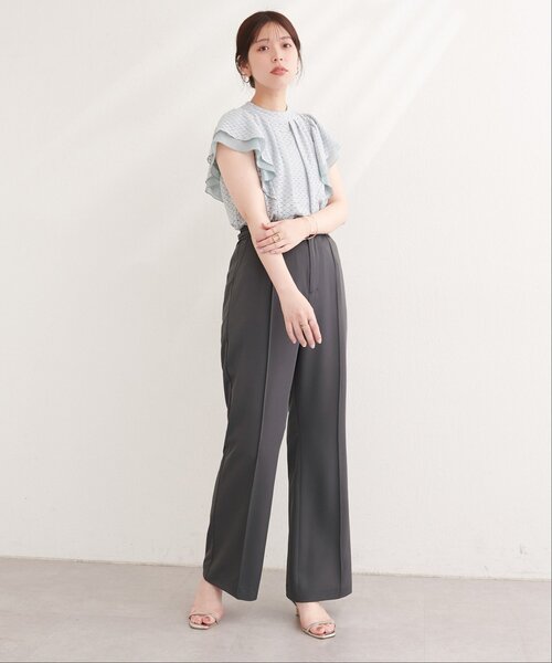 パンツ 「osono」美シルエットハイウエストベルト付きパンツ レディースの画像