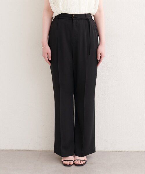 パンツ 「osono」美シルエットハイウエストベルト付きパンツ レディースの画像