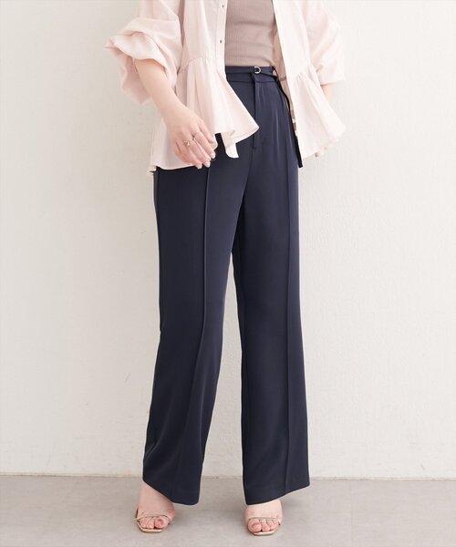 パンツ 「osono」美シルエットハイウエストベルト付きパンツ レディースの画像