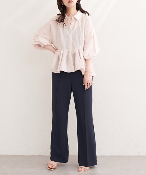 パンツ 「osono」美シルエットハイウエストベルト付きパンツ レディースの画像