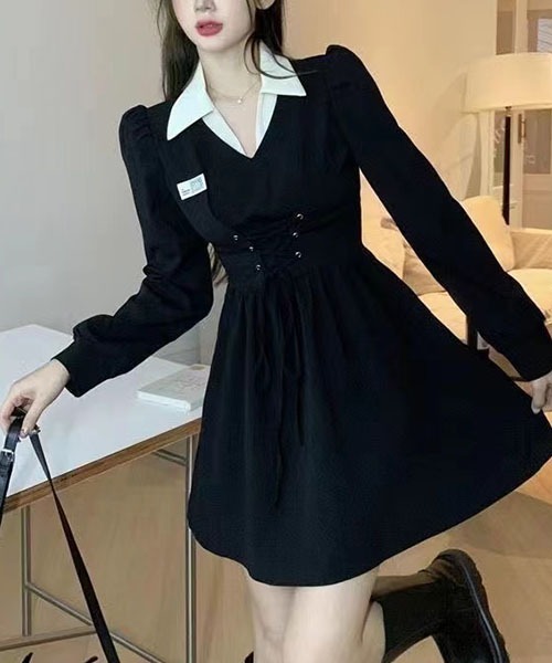 「gossip!ロサンゼルス」 長袖ワンピース L ブラック レディース_画像2