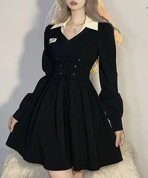 「gossip!ロサンゼルス」 長袖ワンピース L ブラック レディース_画像4