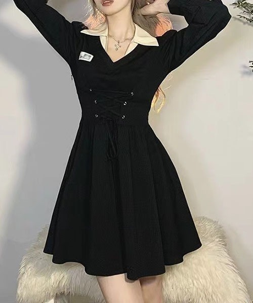 「gossip!ロサンゼルス」 長袖ワンピース L ブラック レディース_画像6