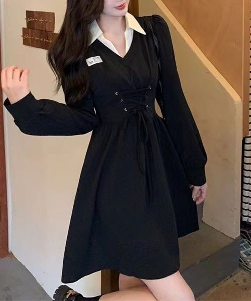 「gossip!ロサンゼルス」 長袖ワンピース L ブラック レディース_画像7