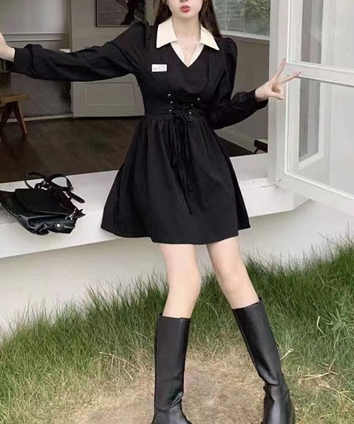 「gossip!ロサンゼルス」 長袖ワンピース L ブラック レディース_画像9