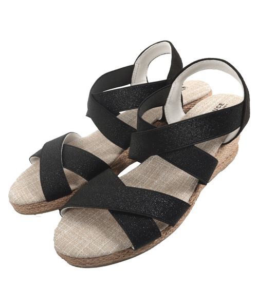 KOBE LETTUCE サンダル 7cmウェッジソールクロスゴムジュートサンダル