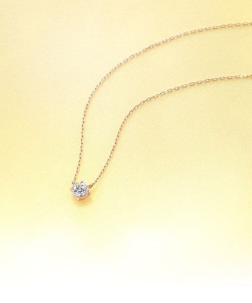 【美品】カナル4℃ K10ピンクゴールド ネックレス 一粒 CZ CANAL 4℃（カナルヨンドシー） ネックレス K10ピンクゴールド 一粒