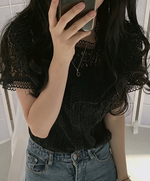 Girly Doll（ガーリードール） tシャツ 半袖 レース半袖トップス