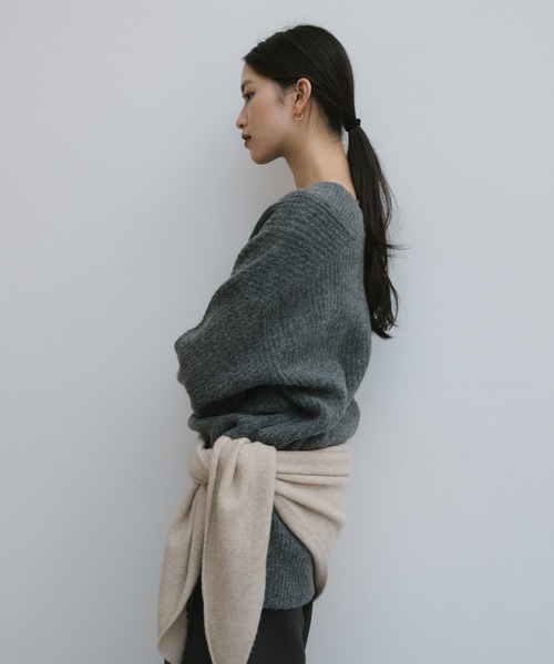 andme（アンドミー） ニット セーター 片畦Vネックニットトップス