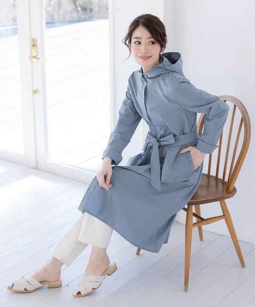 ⭐︎新品未使用品⭐︎ティアクラッセ　【洗える】撥水フードフレアコート　グレージュ　Ｌ 洗える】撥水フードフレアコート / Tiaclasse | ファッション