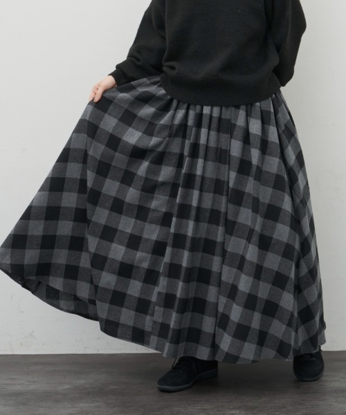 s / île チェック柄 ロングスカート ボリュームスカート d254-1nv.jpg?fitin=720:720