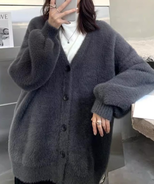 カーディガン ふわふわシャギーニットカーディガン レディース COCOMOMO カーディガン ふわふわシャギーニットカーディガン