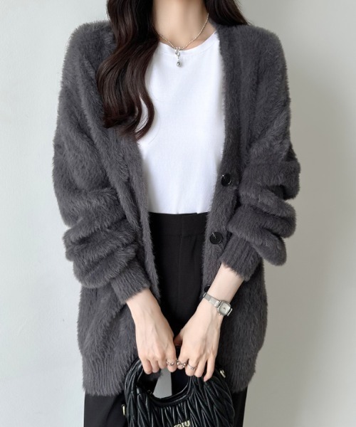 COCOMOMO カーディガン 「新色登場」ふわふわシャギーカーディガン