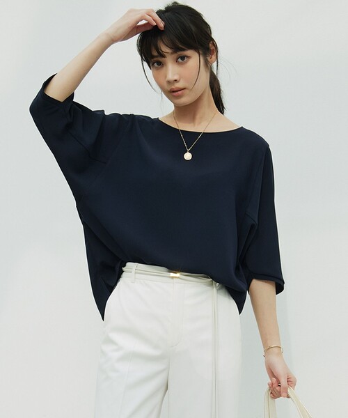 tシャツ 「洗える」ストレッチジョーゼット フォルム カットソー レディース 23区 tシャツ 「洗える」ストレッチジョーゼット フォルム