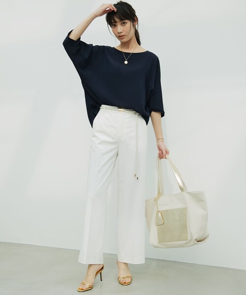 tシャツ 「洗える」ストレッチジョーゼット フォルム カットソー レディース 23区 tシャツ 「洗える」ストレッチジョーゼット フォルム