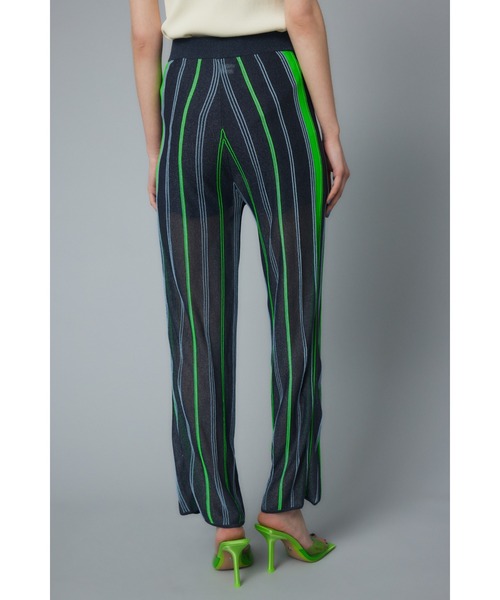 HeRIN.CYE スラックス パンツ Sheer stripe knit pants シアースト