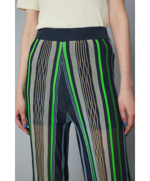 HeRIN.CYE スラックス パンツ Sheer stripe knit pants シアースト