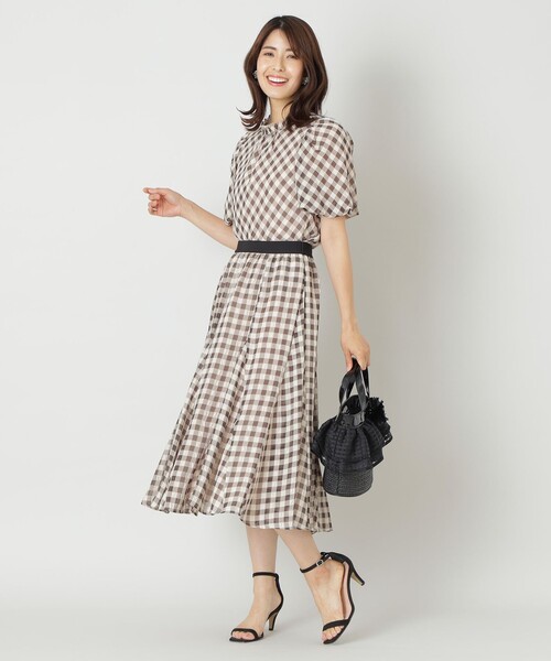 未使用✨2024✨TO BE CHIC ギンガムサッカー ハイネックブラウス