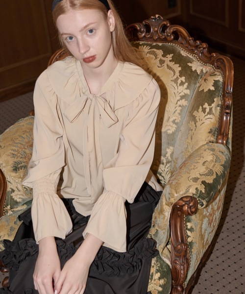 値下げ　MEER   Bowtie Blouse ボウタイブラウス シャツ Ambre Neige（アンブルネージュ） ブラウス シャツ bow tie blouse