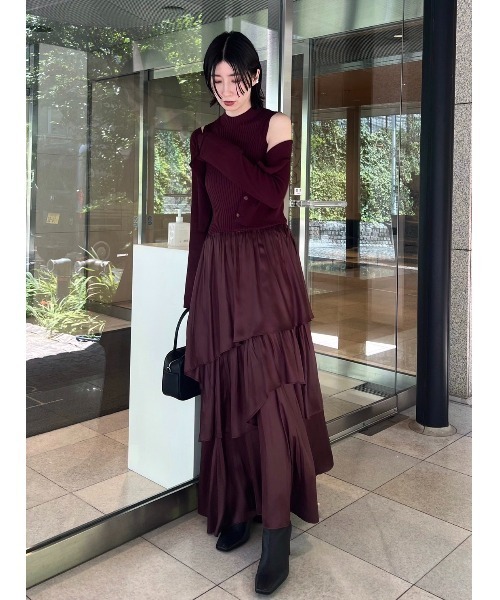 FRAY I.D ワンピース アシメティアードスカートコンビニットワンピース  