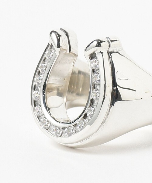 指輪 リング 「EXCLUSIVE」R453 - Horseshoe Ring with C.Z. Silver レディース メンズの画像