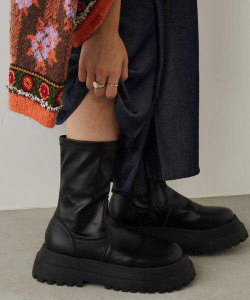 ブーツ 厚底サイドゴアブーツ レディース STUDIOUS（ステュディオス