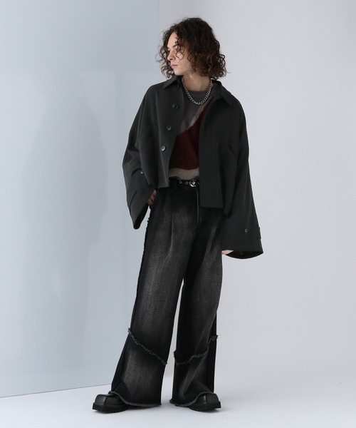 HARE DABOルーズショートブルゾン ブラック HARE ブルゾン アウター 「SET UP対応」DABOルーズショート