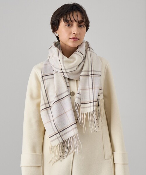 セオリー 18AW チェック ストール 新品未使用 セオリーTheory コットンチェック大判ストール 青グレー (K-146378)