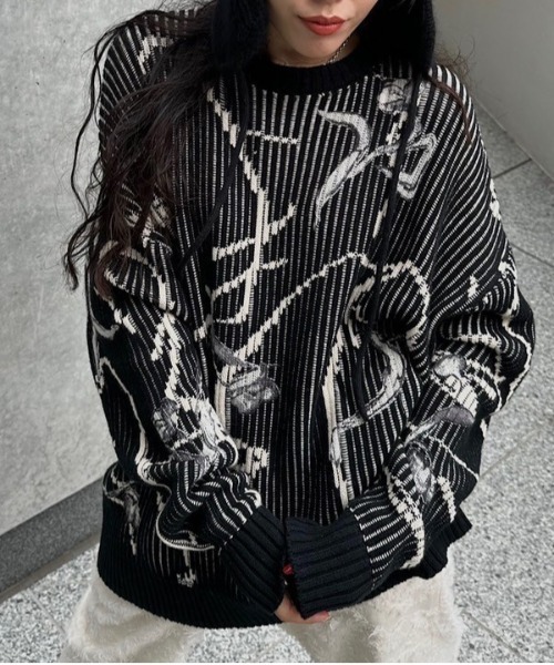 Ameri（アメリ） ニット セーター NUANCE BODY LINE LOOSE KNIT TOP
