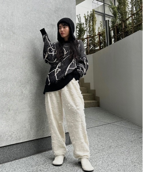 専用　AMERI ざっくりダメージニット　WORN OUT LOOSE KNIT Ameri（アメリ） ニット セーター NUANCE BODY LINE LOOSE KNIT TOP