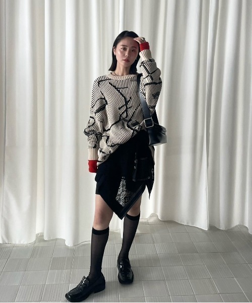 Ameri（アメリ） ニット セーター NUANCE BODY LINE LOOSE KNIT TOP