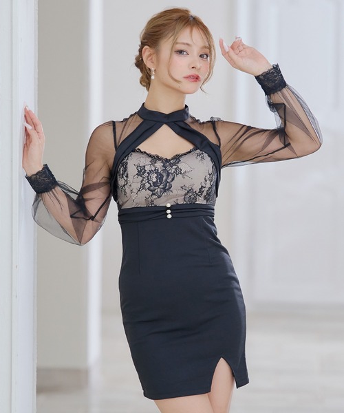 Tika（ティカ） ドレス 「CLOSED」 キャバドレス ミニ タイト 長袖