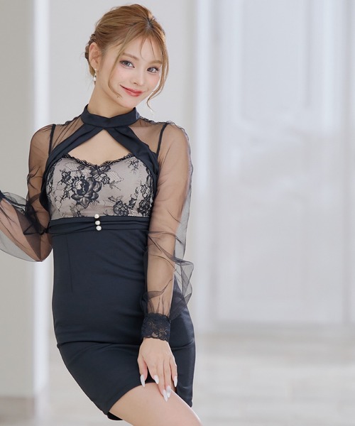 Tika（ティカ） ドレス 「CLOSED」 キャバドレス ミニ タイト 長袖