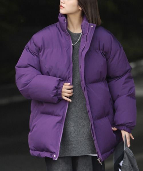 希少BEAMSGOLF　ダウンジャケット　L パープル　紫 ダウンコート ダウンジャケット オーバーサイズ スタンドカラー エコ