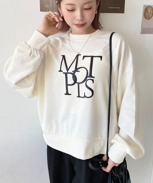 moment+ トレーナー スウェット 裏毛発砲シルバーロゴプリント