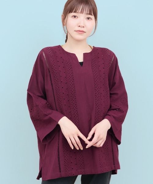 Rico カットワーク刺繍プルオーバー チチカカ ブラウス シャツ Rico カットワーク刺繍プルオーバー