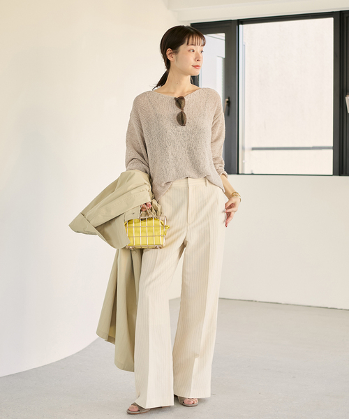 plage ニット セーター linen mix loose プルオーバー