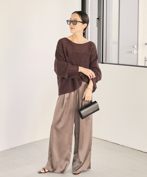 Plage linen mix loose プルオーバー　ブラウン plage ニット セーター linen mix loose プルオーバー