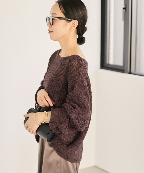 plage ニット セーター linen mix loose プルオーバー