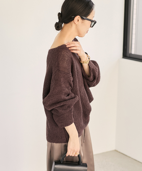 plage ニット セーター linen mix loose プルオーバー