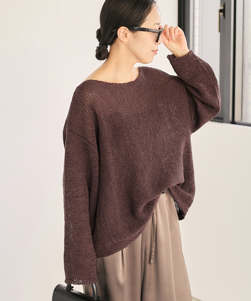 plage ニット セーター linen mix loose プルオーバー