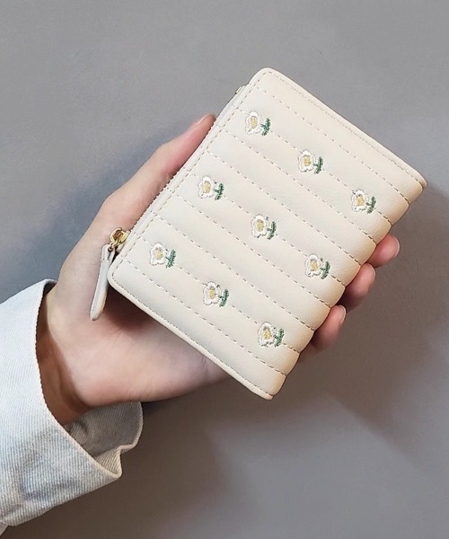 pyornim 財布 お花刺繍 折りたたみ ウォレット レディース